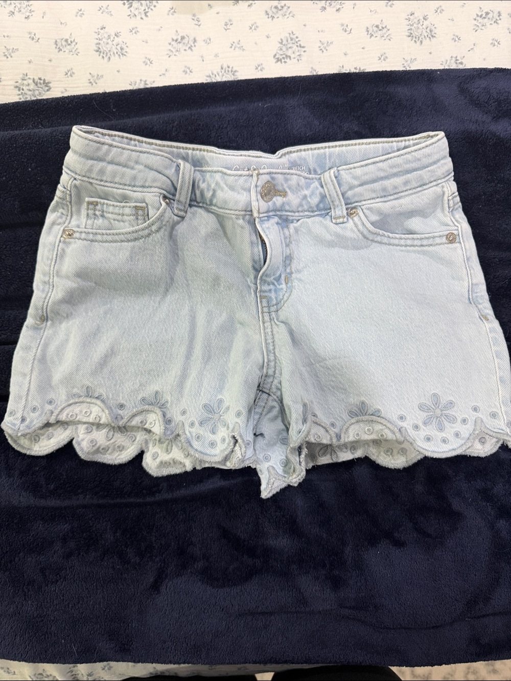 Cat & Jack Light Blue Scalloped Hem Denim Shorts